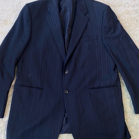 Lauren Ralph Lauren 2-Button 46L Blue Wool Cashmere Blazer Mens Made in Canada - Picture 1 of 10